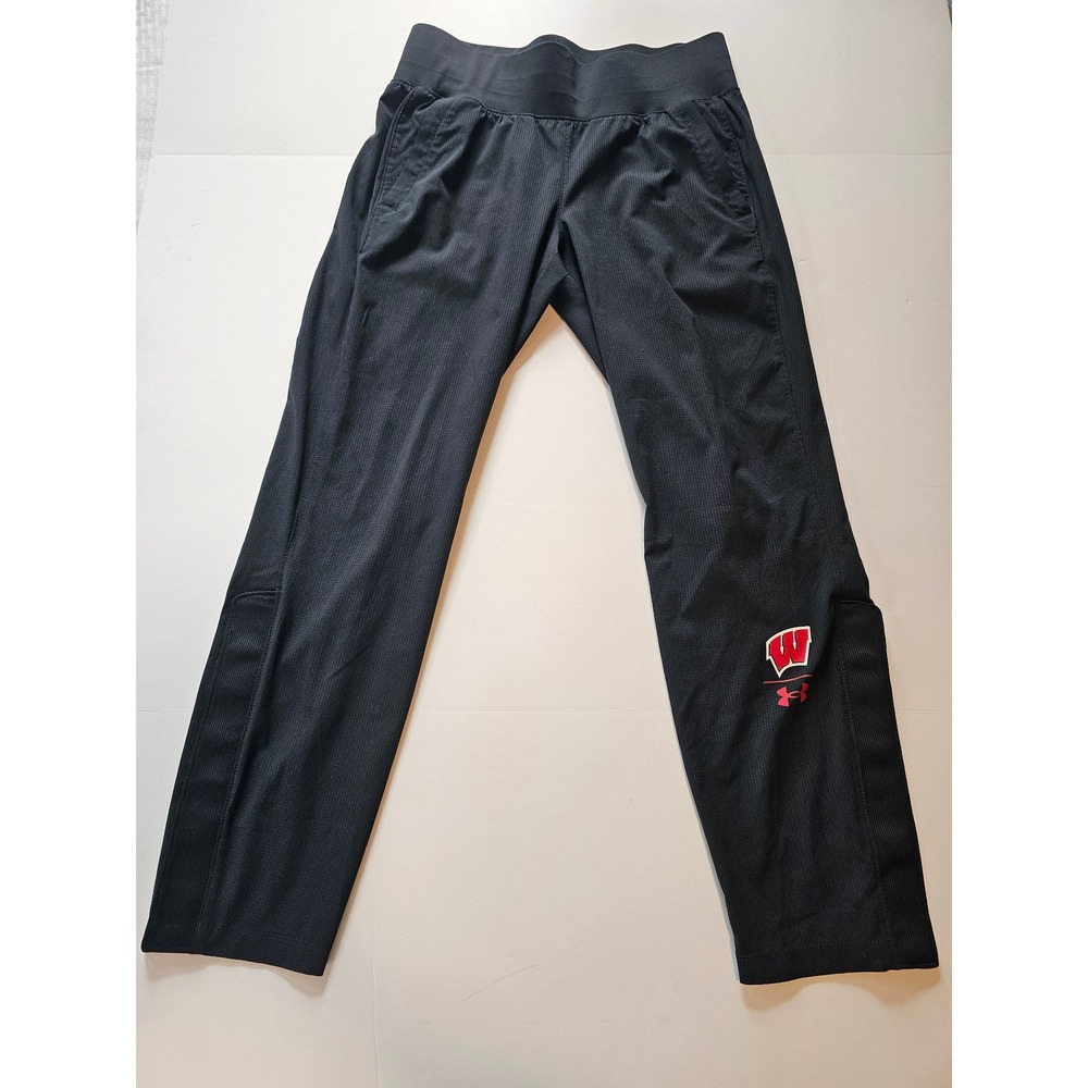 Under Armour Wisconsin Badgers Track Pants Womens Medium Black Snap Leg Athletic